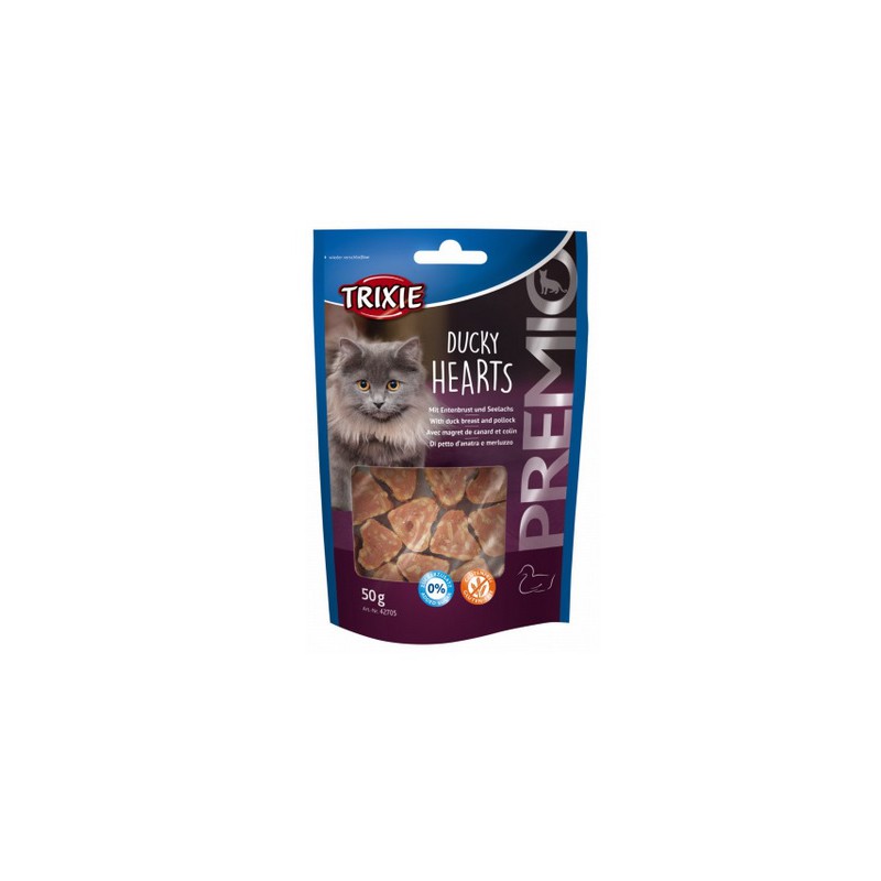Friandise chat Ducky Hearts canard & colin 50 grs